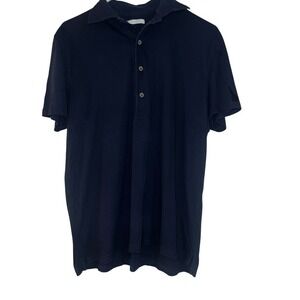 04651/A Trip in a Bag Blue Pima Cotton Sz S Luxury Short Sleeve Resort Collar